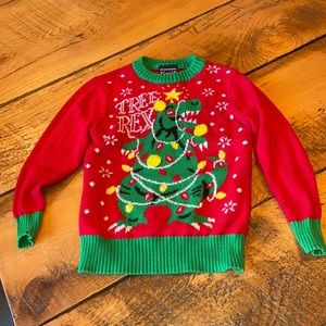 Guc xs kids ugly Christmas sweater with T. rex